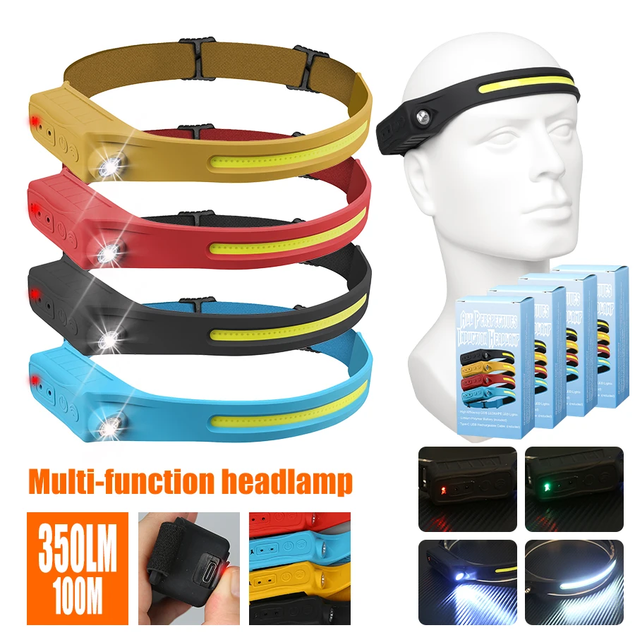 Led Headlight Bulbs - Wiederaufladbare Stirnlampe, 350 Lumen, Bewegungsmelder, LED-Scheinwerfer,