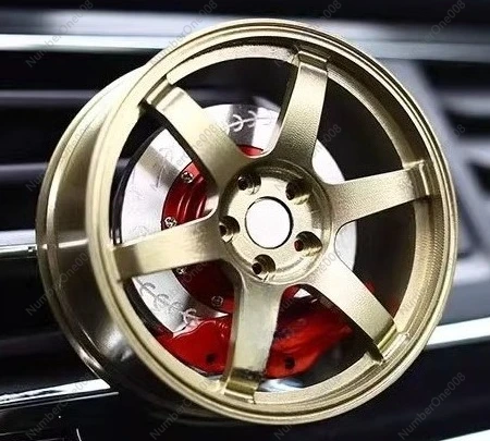 Car Air Freshener Vent - TE37 Felgenmodell Auto-Lufterfrischer Rotierender Legierungs-Lüftungsclip Aluminium-Felgenornament
