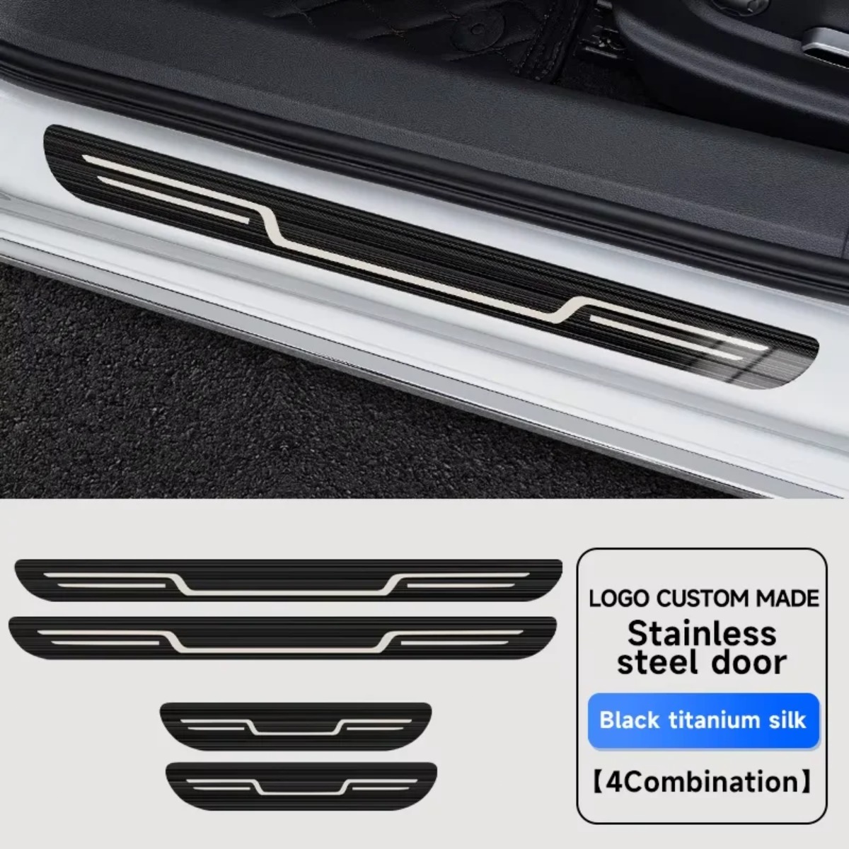 Car Accessories Tape - Edelstahl-Einstiegsleisten-Schutzfolie für Autotüren, Anti-Schmutz-Aufkleber, Dekorative Außenverkleidung,
