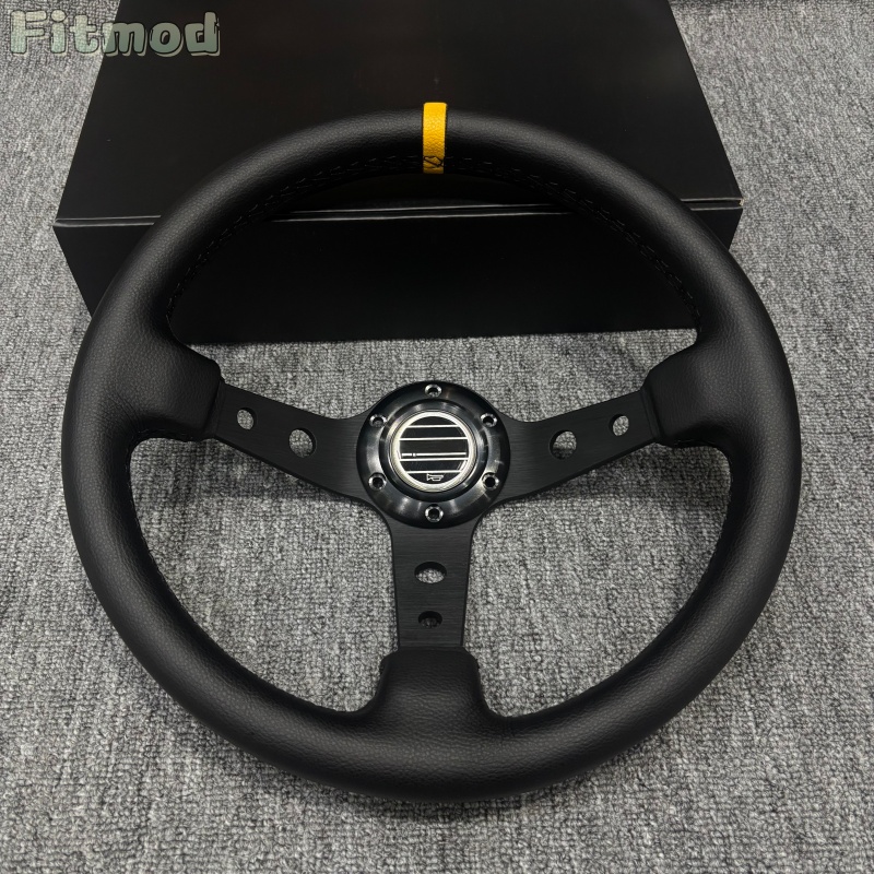Car Accessories For Steering Wheel - JDM 13,5-Zoll 340MM Universelles Einstellbares Echtleder-Lenkrad,